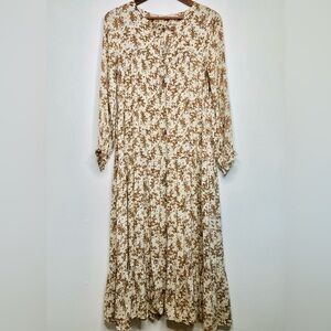 Floral Midi Dress | Cream and Brown
